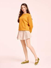 CUCCOO DOLLMOD Zapatos de ballet de ante amarillo con puntera redonda, estilo retro, para mujer, para primavera y otoño. Zapatos de baile de moda suave con suela plana y escote bajo para mujer. Zapatos de lunares Mary Jane para el Día de San Valentín - Amarillo - Ver 6