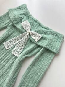 Elamini 白色露肩露背仿马海毛罗纹针织蝴蝶仿珍珠装饰长袖修身迷你连衣裙，Y2K复古可爱派对休闲连衣裙，适合秋冬季、圣诞节、新年等场合。 - 淺綠色 - 查看 6