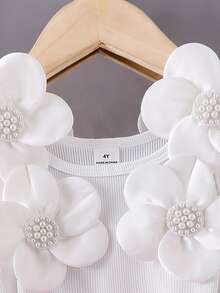 Elladie kids 女童碎花吊带连体衣，玫红色，甜美舒适，配大碎花腰带，夏季休闲女童装，粉色蝴蝶结套装，女童蝴蝶结服装，儿童优雅女童套装，优雅女童套装，女童蝴蝶结套装 - 玫紅色 - 查看 8