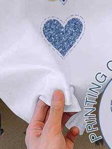 Áo thun ngắn tay cổ tròn in hình trái tim, phối viền tương phản màu trắng và xanh nhạt dành cho nữ tuổi teen, kiểu dáng ngọt ngào và tươi mới, chất liệu giả denim, thích hợp cho các buổi đi chơi, mùa xuân, hè, thu, dáng ôm hoặc dáng ngắn. - Nhiều màu - Xem 4