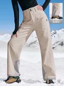 In My Nature Women's Letter Print Zipper Pocket Straight Loose Hiking Pants - Khaki - View 8