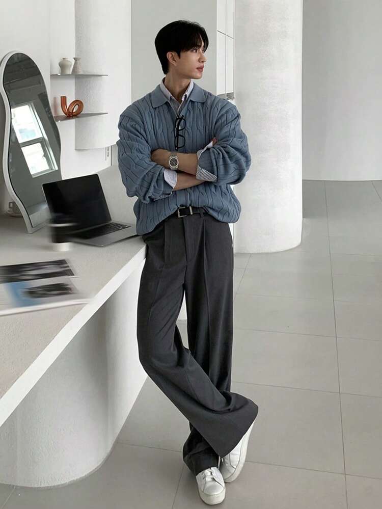 Men's Casual Everyday Front Button Striped Long Sleeve Shirt, Spring Summer