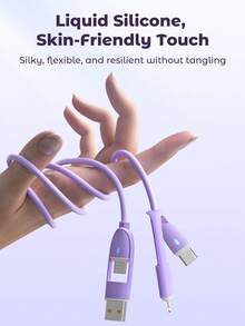 Teckwe 4 In 1 Charging Cable Fast Charging, Liquid Silicone 1M, Multi Charging Cable With 4 Interfaces That Can Be Freely Converted And Transferred While Charging, Suitable For Mobile Phones, Tablets, USB C Cable - Multicolor - View 5