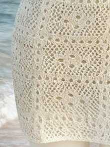 Selianne Women's Elegant Round Neck Sweater Dress, Spring/Summer - White - View 5