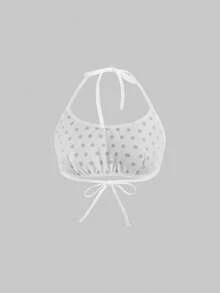 ROMWE Goth 3pcs Casual Striped & Polka Dot Halter Neck Camisole - Multicolor - View 6