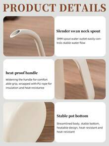 1个304不锈钢手冲咖啡壶，加厚壶身带盖，长嘴鹅颈壶，滴滤咖啡壶，咖啡机配件，厨房油壶，客厅装饰，工艺礼品 - 不鏽鋼咖啡壺 - 查看 6