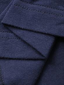 DAZY 男童撞色滚边圆领休闲宽松T恤 - 藏蓝色 - 查看 8