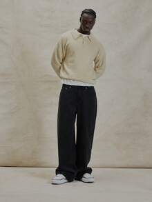 Musero Mohair Long Sleeve Button Through Polo Style Moahir Knit Jumper Branded Embroidery Detailing Spring Summer Essentials - Apricot - View 3
