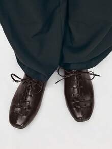 Mnmlis 女士系带休闲平底鞋 - 棕色 - 查看 4