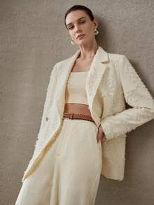 MOTF PREMIUM WOMEN'S ELEGANT DOUBLE-BREASTED BLAZER - Apricot - View 6