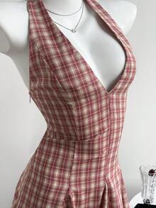 Elamini Women's Summer Dress - Casual Holiday Outfit, Sexy Halter Neck With Back Tie-Waist Design For Valentine's Day Party - Multicolor - View 5