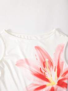 SHEIN 少女碎花针织露肩上衣和百褶裙两件套，优雅时尚的青少年服装，适合派对、圣诞节、情人节、约会、海滩、邮轮、狂欢节、复活节和其他夏季场合。 - 粉色 - 查看 8