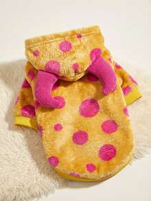 PETSIN 1pc Monster Hooded Sweatshirt With Yellow Polka Dots And Plush Pet Design (For Cosplay) - Multicolor - View 1