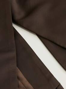 Aveloria Modichic Commuting Elegant Design Sense Backless Sexy Satin Luster Waist Cinching Long Sleeve Lapel Women's Blazer - Brown - View 6