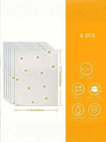 4/8pcs Waterproof Refrigerator Mat, Rectangular Moisture-Proof Mat, Washable Refrigerator Mat, Placemat, Daisy And Lemon Pattern - Daisy - View 6