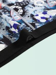 10条装 男童舒适笑脸、篮球、足球印花平角内裤，时尚卡通印花内裤 - 彩色 - 查看 5