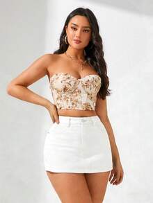 Breezaya 夏季休闲纯色牛仔短裤 - 白色 - 查看 3