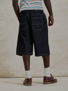 Musero Bermuda Style Raw Denim Look Shorts Basic Jorts Winter Essentials Streetstyle - Dark Wash - View 4