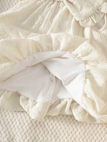 SHEIN Đầm cho bé gái sơ sinh | Cổ áo xếp ly + Vải mềm mại, đơn giản, thanh lịch, thân thiện với làn da, thích hợp làm quà tặng tháng đầu tiên cho bé gái sơ sinh / mặc hàng ngày, một món quà dịu dàng và đáng yêu cho bé sơ sinh. - Màu Khaki - Xem 6