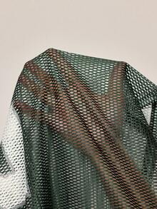 BamGleam 女士网眼T恤，休闲运动宽松短袖上衣，绿色数码印花，春季新品度假波西米亚性感纯色格子条纹休闲款，夏季，夏季上衣，夏季，夏季假期，女士夏季，女士夏季，春季，春季女士，春假，春季，春季，春季春季女士，春季女士，度假女士，女士假期，夏季假期，女士度假，假期，假期，夏季假期，女士海滩度假绿色网眼上衣 - 軍綠色 - 查看 8