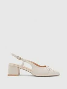 CUCCOO BIZCHIC 女士时尚经典后系带黑色平底鞋，适合圣诞节穿着 - 米杏白 - 查看 7