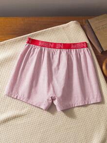 Men's Striped Letter Webbing Casual Loose Summer Airy Pants - Red and White - View 2