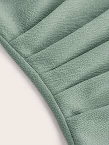 SHEIN Essnce Women's Casual Solid Color Pleated Tube Top, Suitable For Summer Daily Wear Strapless Top Sage Green Top Curve Tube Top Long Tube Top Fitted Tube Top - Mint Green - View 3