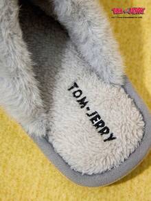TOM & JERRY X Joivida 可爱毛绒拖鞋，湖水溪流设计，女士室内保暖家居拖鞋，可爱平底鞋，家居拖鞋，冬季鞋履。 - 灰色 - 查看 4