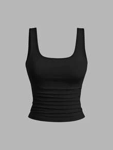 EMERY ROSE Áo tank top cổ tròn xếp ly dáng rộng cho nữ cỡ lớn, Áo tank top thời trang cỡ lớn cho nữ, Bộ 3 áo tank top cỡ lớn cho nữ, Áo tank top mùa hè cho nữ, Bộ 3 áo tank top nữ, Áo tank top gân, Áo tank top bó sát, Áo tank top nữ - Nhiều màu - Xem 5