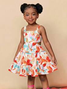 Travachic KIDS Young Girl Ditsy Floral Backless Hollow Out Camisole Dress - Pink - View 6