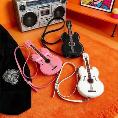 Joivida Viral Guitar-Shaped Crossbody Bag For Women Lightweight PU Chest Bag Fashionable Versatile Shoulder Bag