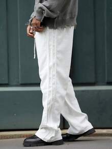 Heavens Edit Pantalones rectos y sueltos casuales para hombre, otoño - Gris - Ver 5