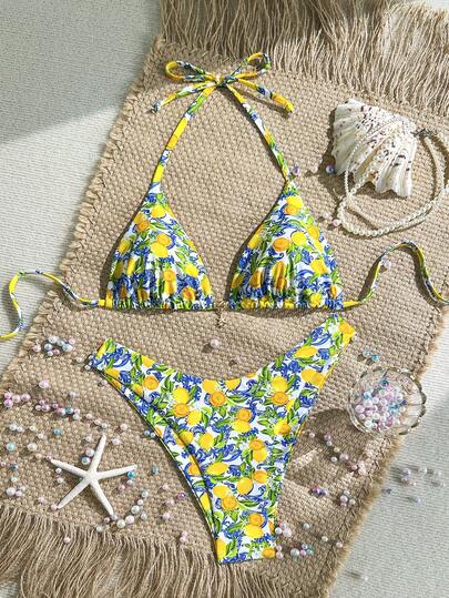 Swim Mod 女士热带印花两件式比基尼套装，休闲度假装