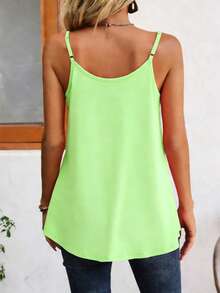 SHEIN LUNE Women Fluorescent Green Casual Loose Pleated Camisole - Green - View 2