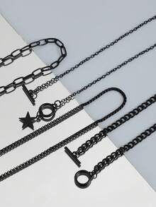 ROMWE 4 Mặt Dây Chuyền Hình Ngôi Sao Phong Cách Punk, Thích Hợp Cho Các Buổi Tiệc Thắp Sáng, Lễ Hội Âm Nhạc, Trang Sức Quyến Rũ Phong Cách Gothic, Món Quà Hoàn Hảo - Màu đen - ngôi sao - Xem 5