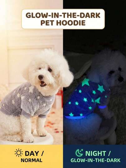 PETSIN 1 pieza Sudadera de cuello redondo de felpa gris con estampado de estrella para mascotas, otoño/invierno