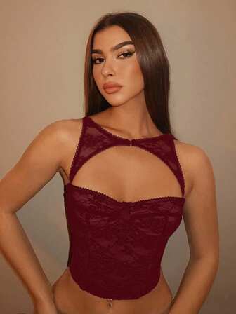 SHEIN BAE Top corset negro desmontable para festivales de música, atuendos para conciertos