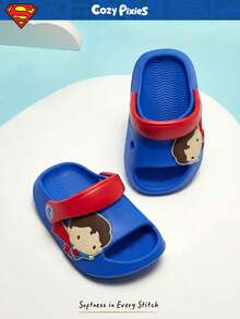 SUPERMAN X Cozy Pixies 1 双时尚百搭 DC 超级英雄可爱露趾防滑透气镂空拖鞋，男婴鞋，适合室内外穿着 - 藍色 - 查看 6