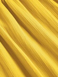 SOLERSUN 加大码蓝色立领前开襟无袖束腰系带连衣裙女式优雅休闲时尚通勤外出连衣裙夏季新款女装 - 芥末黃 - 查看 8