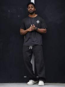 Heavens Edit 男士圆领老鹰印花短袖 T 恤 - 黑色 - 查看 1