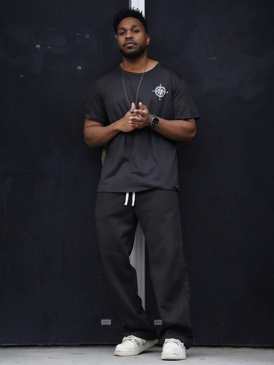 Heavens Edit 男士圆领老鹰印花短袖 T 恤 - 黑色 - 查看 1