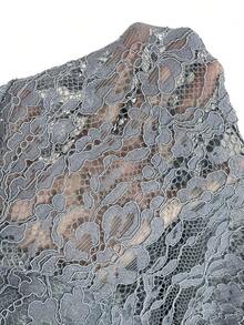 Firerie 女士白色蕾丝黑色纽扣腰长袖衬衫，复古宫廷风上衣，新款中国风衬衫，白色蕾丝长袖衬衫，半透明蕾丝上衣，适合春、夏、秋季穿着，优雅百搭，通勤、约会、派对、婚礼、毕业典礼、演出、音乐会、工作、返校、年会、女士生日等场合。 - 霧霾藍 - 查看 9