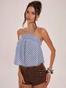 Avenya 女士休闲条纹吊带A字宽松背心 - 彩色 - 查看 3