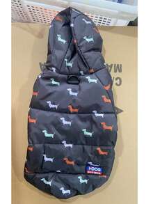 1pc Dog Print Pet Jacket, Suitable As A Gift For Pet Owners - Black - View 10