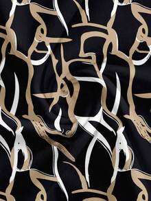 Rusticease 大码女式几何花卉印花两件套休闲装，宽松长袖上衣和裤子，适合秋冬季 - 黑色 - 查看 8