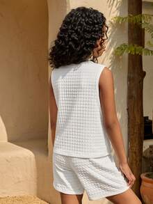 Tween Girls' Casual Cute Round Neck Sleeveless Tank Top, Soft Textured Versatile, Suitable For Vacation And Daily Wear - White - View 2