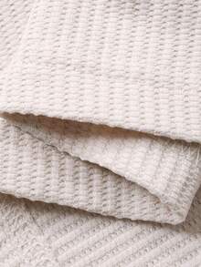 FRIFUL Women's Apricot Patchwork Contrast Color Drawstring Bow Textured Loose Casual Versatile T-Shirt - Apricot - View 7