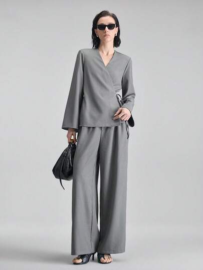 Ontre 2026 Spring/Summer New Casual/Work Solid Color Tie-Wrap Design Blazer