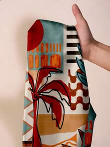 Zivah 春夏新款生日派对返校学生日常街头百搭休闲度假单肩扭结印花上衣搭配直筒宽松裤，荷叶边设计，带真口袋夏季女式两件套印花套装女式两件套夏季嘉年华服装 - 彩色 - 查看 4