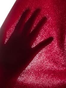 SHEIN Baby Girl Solid Color Ruffle Trim Asymmetric Shoulder Ruffle Sleeve Dress - Red - View 7